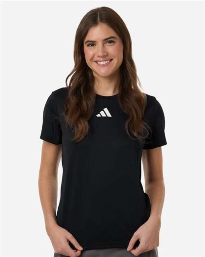 adidas AT102 Women's Pregame T-Shirt - Black/ White - OnModelFront