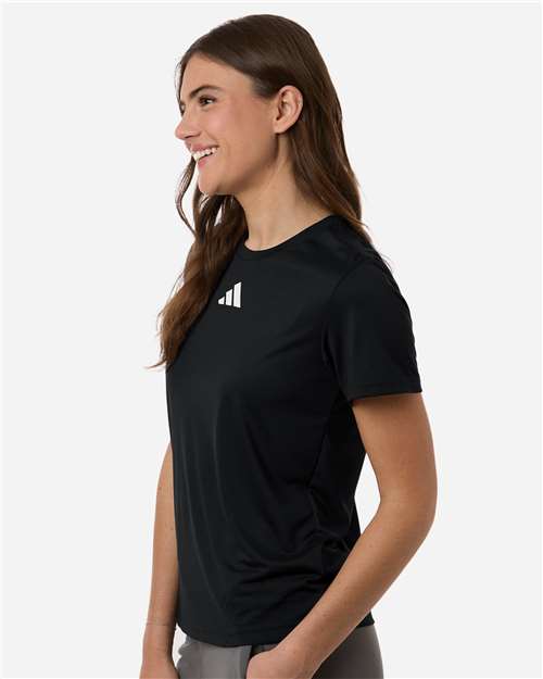 adidas AT102 Women's Pregame T-Shirt - Black/ White - OnModelSide