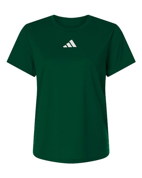 adidas AT102 Women's Pregame T-Shirt - Dark Green/ White - Front