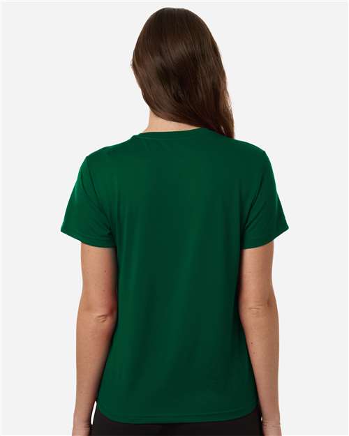 adidas AT102 Women's Pregame T-Shirt - Dark Green/ White - OnModelBack