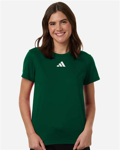 adidas AT102 Women's Pregame T-Shirt - Dark Green/ White - OnModelFront