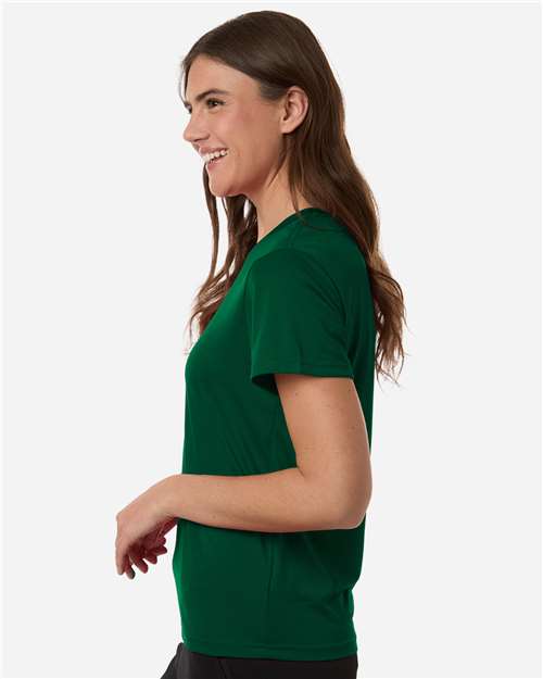 adidas AT102 Women's Pregame T-Shirt - Dark Green/ White - OnModelSide
