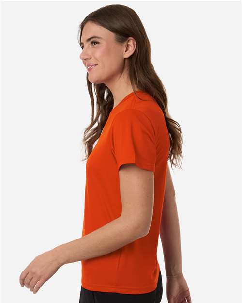 adidas AT102 Women's Pregame T-Shirt - Collegiate Orange/ White - OnModelSide
