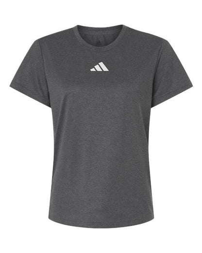 adidas AT102 Women's Pregame T-Shirt - Dark Grey Heather/ White - Front