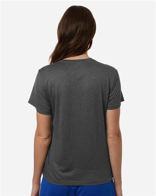 adidas AT102 Women's Pregame T-Shirt - Dark Grey Heather/ White - OnModelBack