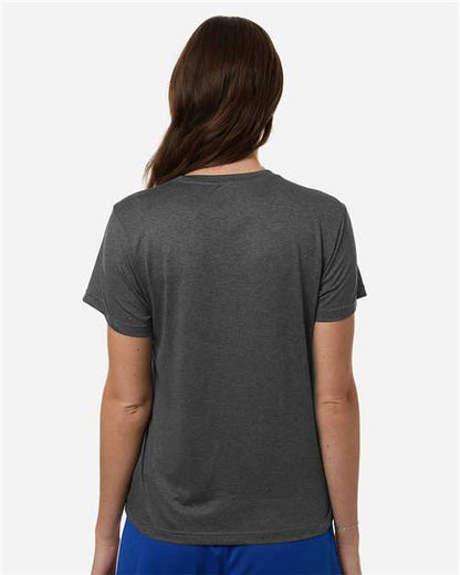 adidas AT102 Women's Pregame T-Shirt - Dark Grey Heather/ White - OnModelBack