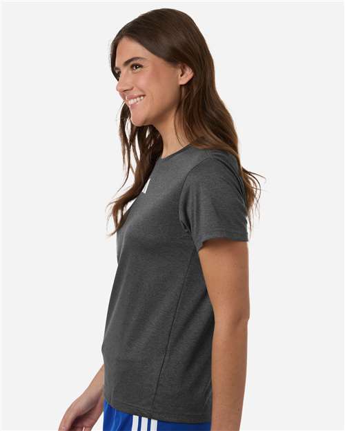adidas AT102 Women's Pregame T-Shirt - Dark Grey Heather/ White - OnModelSide