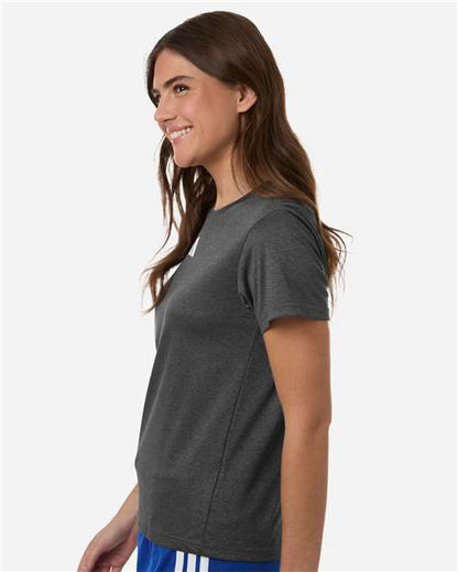 adidas AT102 Women's Pregame T-Shirt - Dark Grey Heather/ White - OnModelSide