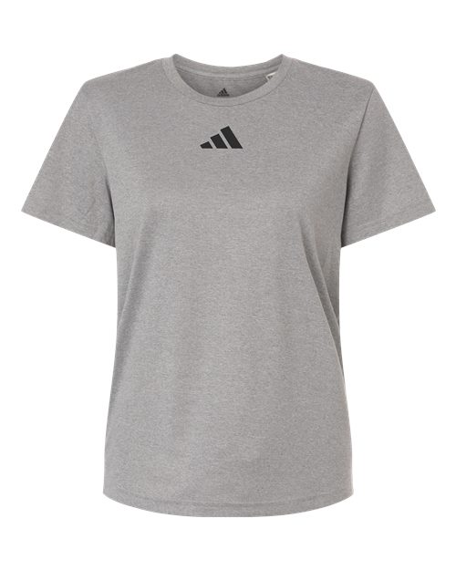 adidas AT102 Women's Pregame T-Shirt - Medium Grey Heather/ Black - Front