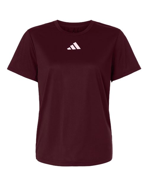 adidas AT102 Women's Pregame T-Shirt - Team Maroon/ White - Front