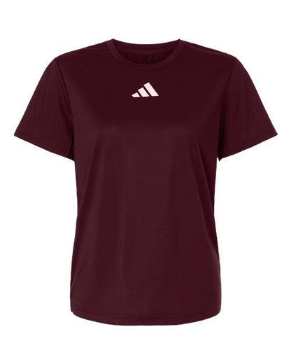 adidas AT102 Women's Pregame T-Shirt - Team Maroon/ White - Front
