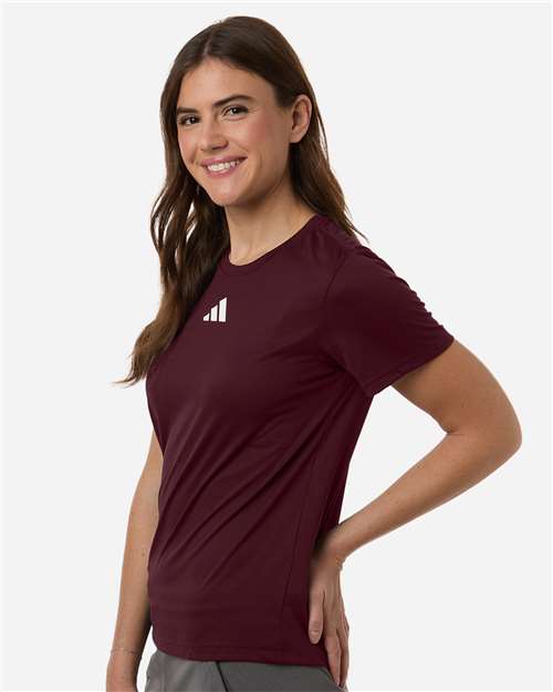 adidas AT102 Women's Pregame T-Shirt - Team Maroon/ White - OnModelSide