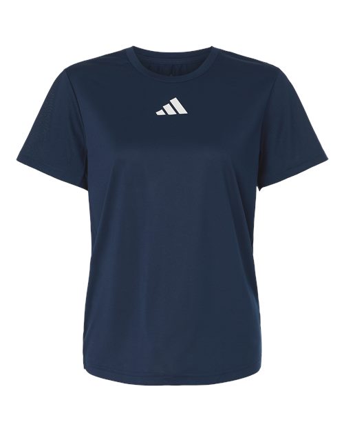 adidas AT102 Women's Pregame T-Shirt - Team Navy Blue/ White - Front