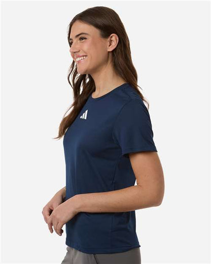 adidas AT102 Women's Pregame T-Shirt - Team Navy Blue/ White - OnModelSide