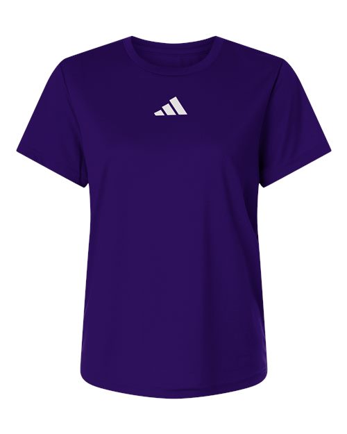 adidas AT102 Women's Pregame T-Shirt - Team Collegiate Purple/ White - Front