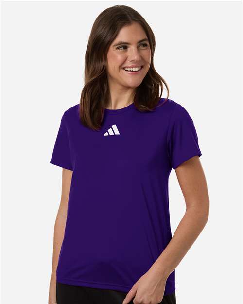 adidas AT102 Women's Pregame T-Shirt - Team Collegiate Purple/ White - OnModelFront