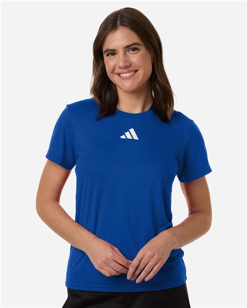 adidas AT102 Women's Pregame T-Shirt - Team Royal Blue/ White - OnModelFront
