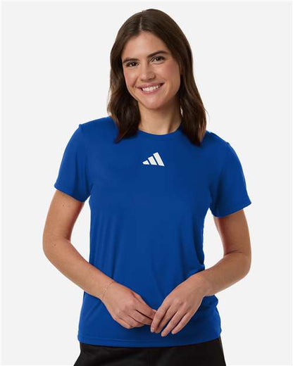 adidas AT102 Women's Pregame T-Shirt - Team Royal Blue/ White - OnModelFront