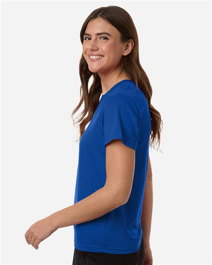 adidas AT102 Women's Pregame T-Shirt - Team Royal Blue/ White - OnModelSide