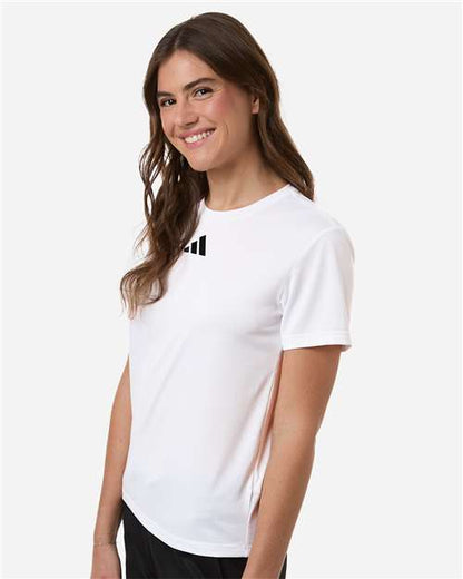 adidas AT102 Women's Pregame T-Shirt - White/ Black - OnModelSide