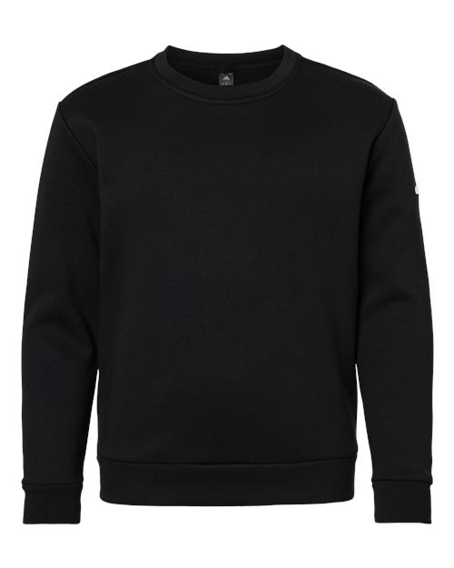 adidas AT202 Youth Fleece Crewneck Sweatshirt - Black/ White - Front