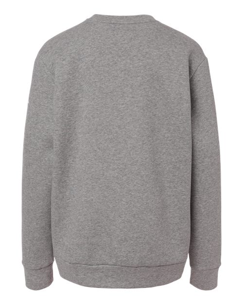 adidas AT202 Youth Fleece Crewneck Sweatshirt - Medium Grey Heather/ White - Back