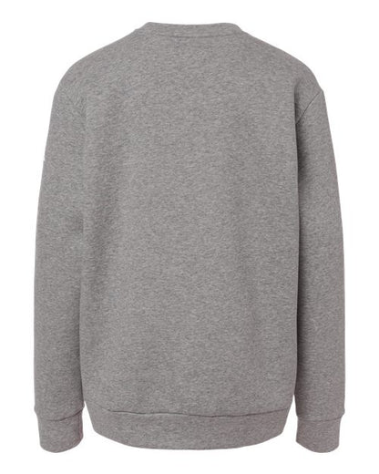 adidas AT202 Youth Fleece Crewneck Sweatshirt - Medium Grey Heather/ White - Back