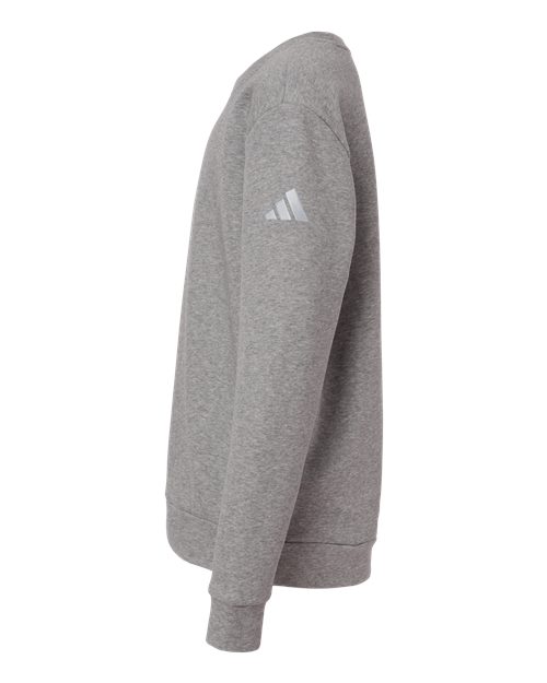 adidas AT202 Youth Fleece Crewneck Sweatshirt - Medium Grey Heather/ White - DirectSide