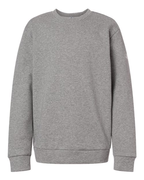 adidas AT202 Youth Fleece Crewneck Sweatshirt - Medium Grey Heather/ White - Front