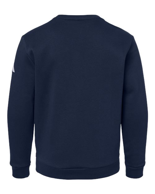 adidas AT202 Youth Fleece Crewneck Sweatshirt - Team Navy Blue/ White - Back