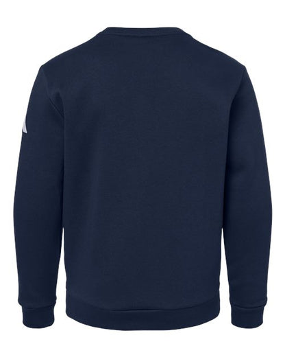 adidas AT202 Youth Fleece Crewneck Sweatshirt - Team Navy Blue/ White - Back
