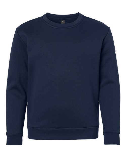 adidas AT202 Youth Fleece Crewneck Sweatshirt - Team Navy Blue/ White - Front