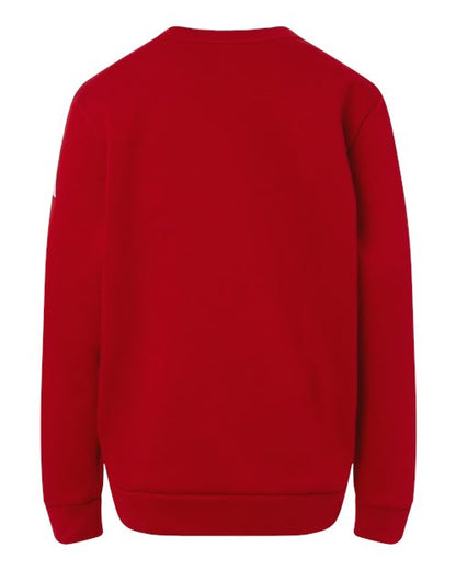 adidas AT202 Youth Fleece Crewneck Sweatshirt - Team Power Red/ White - Back
