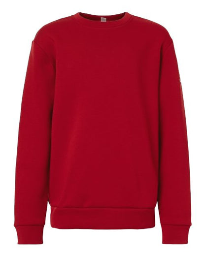 adidas AT202 Youth Fleece Crewneck Sweatshirt - Team Power Red/ White - Front