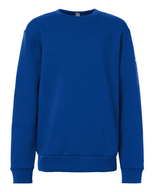 adidas AT202 Youth Fleece Crewneck Sweatshirt - Team Royal Blue/ White - Front