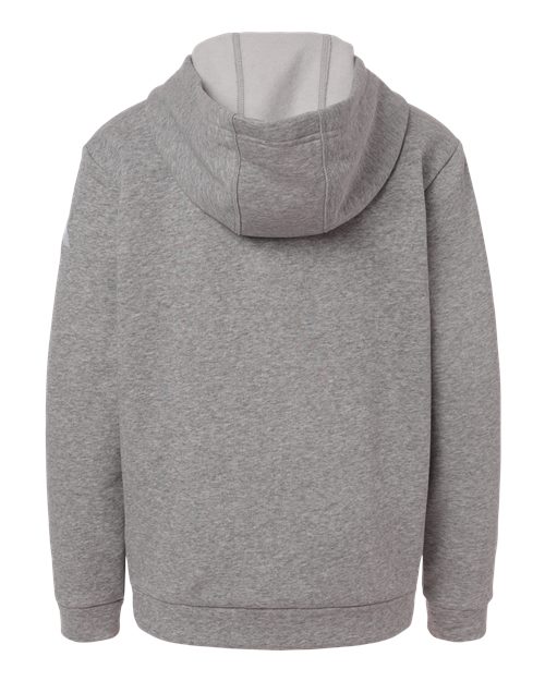adidas AT205 Youth Fleece Hooded Sweatshirt - Medium Grey Heather/ White - Back