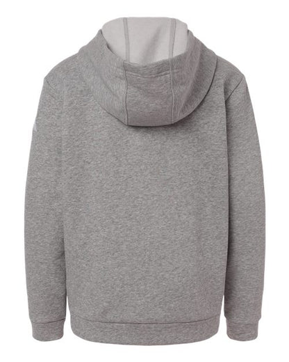 adidas AT205 Youth Fleece Hooded Sweatshirt - Medium Grey Heather/ White - Back