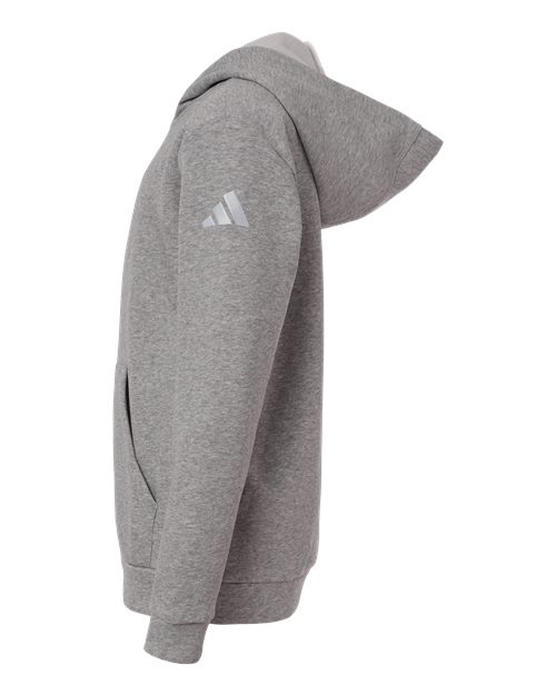 adidas AT205 Youth Fleece Hooded Sweatshirt - Medium Grey Heather/ White - DirectSide