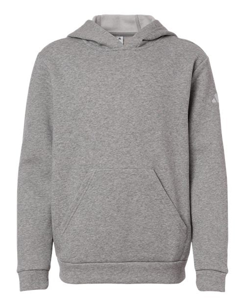 adidas AT205 Youth Fleece Hooded Sweatshirt - Medium Grey Heather/ White - Front