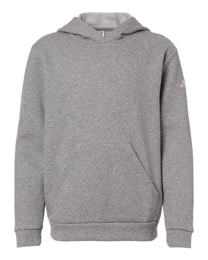 adidas AT205 Youth Fleece Hooded Sweatshirt - Medium Grey Heather/ White - Front