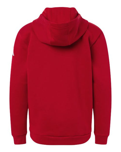adidas AT205 Youth Fleece Hooded Sweatshirt - Team Power Red/ White - Back