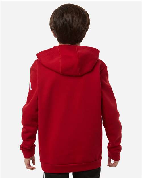 adidas AT205 Youth Fleece Hooded Sweatshirt - Team Power Red/ White - OnModelBack