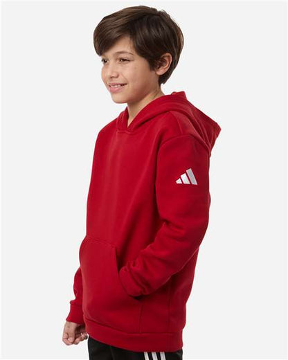 adidas AT205 Youth Fleece Hooded Sweatshirt - Team Power Red/ White - OnModelSide