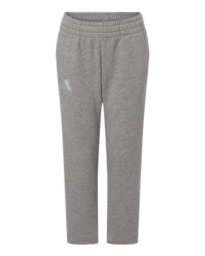 adidas AT217 Youth Fleece Sweatpants - Medium Grey Heather/ White - Front