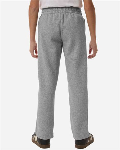 adidas AT217 Youth Fleece Sweatpants - Medium Grey Heather/ White - OnModelBack