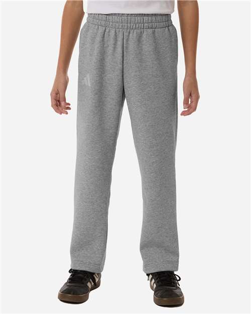 adidas AT217 Youth Fleece Sweatpants - Medium Grey Heather/ White - OnModelFront