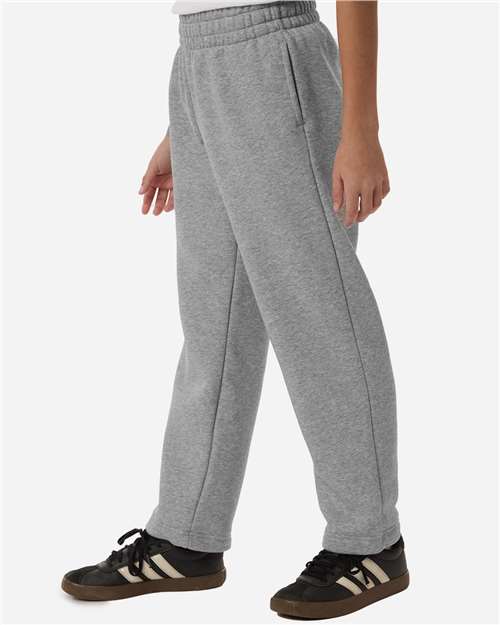 adidas AT217 Youth Fleece Sweatpants - Medium Grey Heather/ White - OnModelSide