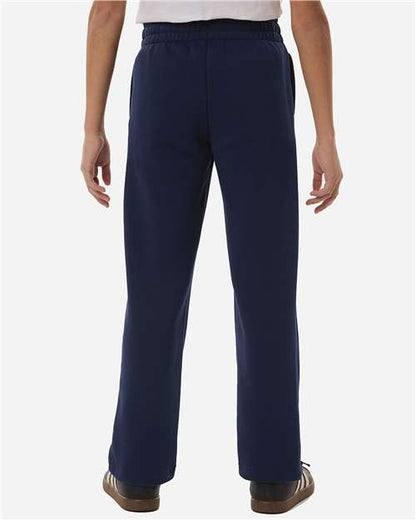 adidas AT217 Youth Fleece Sweatpants - Team Navy Blue/ White - OnModelBack