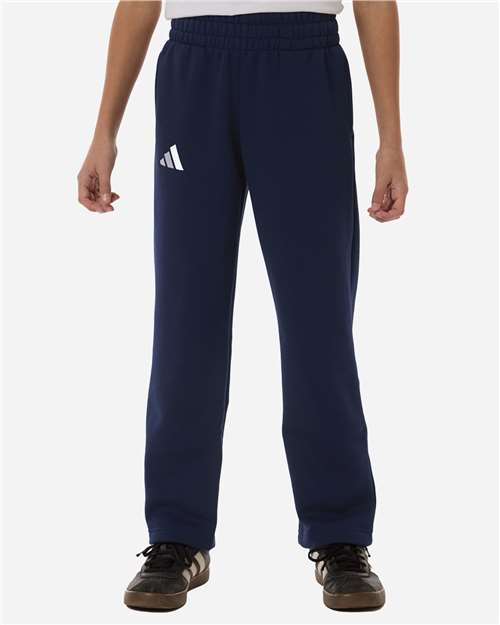 adidas AT217 Youth Fleece Sweatpants - Team Navy Blue/ White - OnModelFront