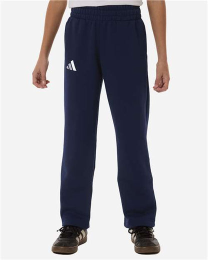 adidas AT217 Youth Fleece Sweatpants - Team Navy Blue/ White - OnModelFront